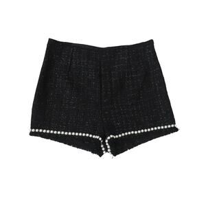 Sugar Thrillz Moments of Chic Tweed Shorts Black w/ Pearl Trim M